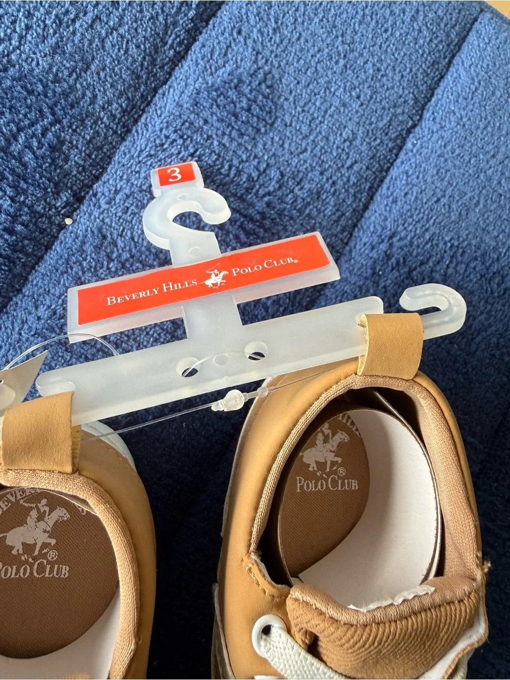 Beverly Hills Polo Club Baby Tan & White Moccasin Boat Shoes Sz 3 Crib Walker
